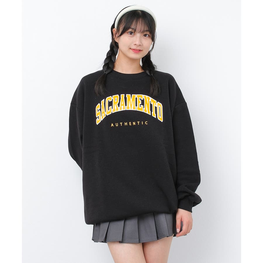 裏起毛カレッジロゴビッグトレーナー 子供服 女の子[品番