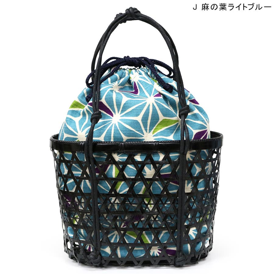 【海外 正規品】 竹かご バッグ 和柄 麻の葉 巾着 浴衣 夏 プチプラ カゴ 籠 かご 巾着