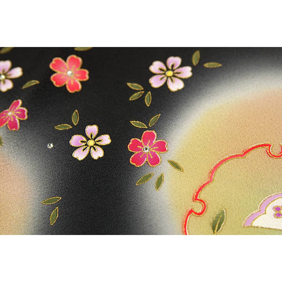 七五三】【帯揚げ】雪輪に蝶柄のお子さま用友禅帯あげ（黒）【七五三小物特集】[品番：KICW0001837]｜kimonocafe（キモノカフェ）のキッズファッション通販｜SHOPLIST（ショップリスト）