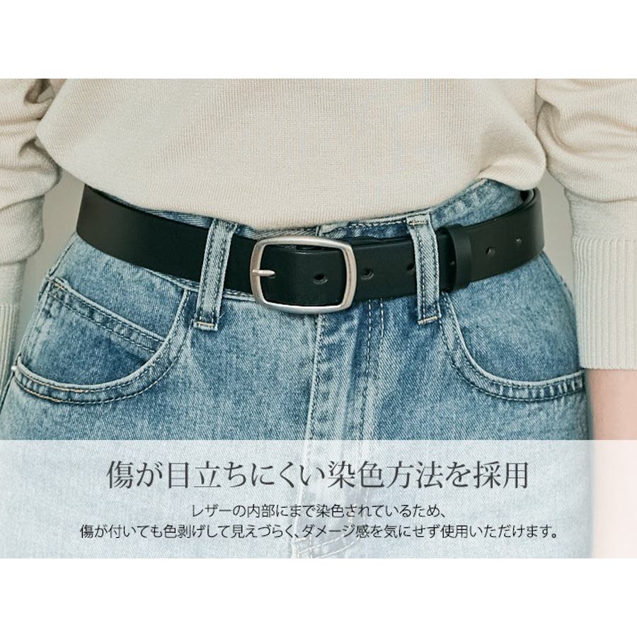 スクエアバックルレザーベルト 小物 アクセサリー[品番