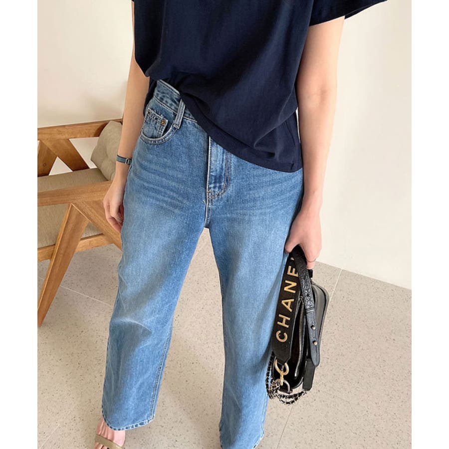 ハイウエストワイドデニムパンツ 5サイズ デニムパンツ[品番