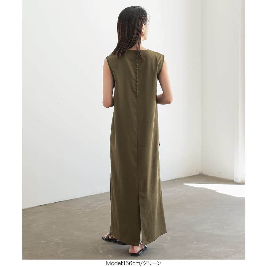 バックボタンノースリーブワンピース［E3128］[品番：KO000012943