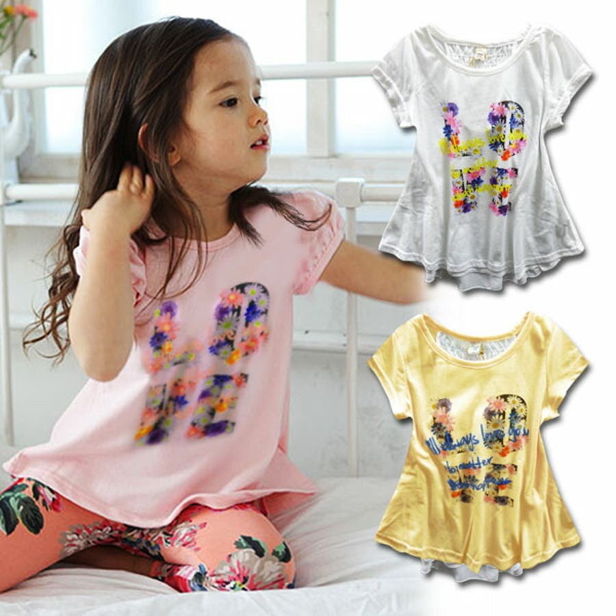 LOVEフラワー キッズ チュニック[品番：BNNK0000144]｜子供服バナナ 