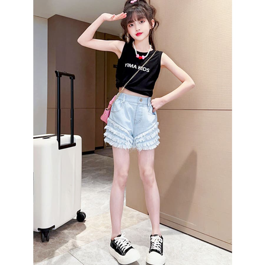 フリンジ デニム ショートパンツ[品番：BNNK0000873]｜子供服バナナ