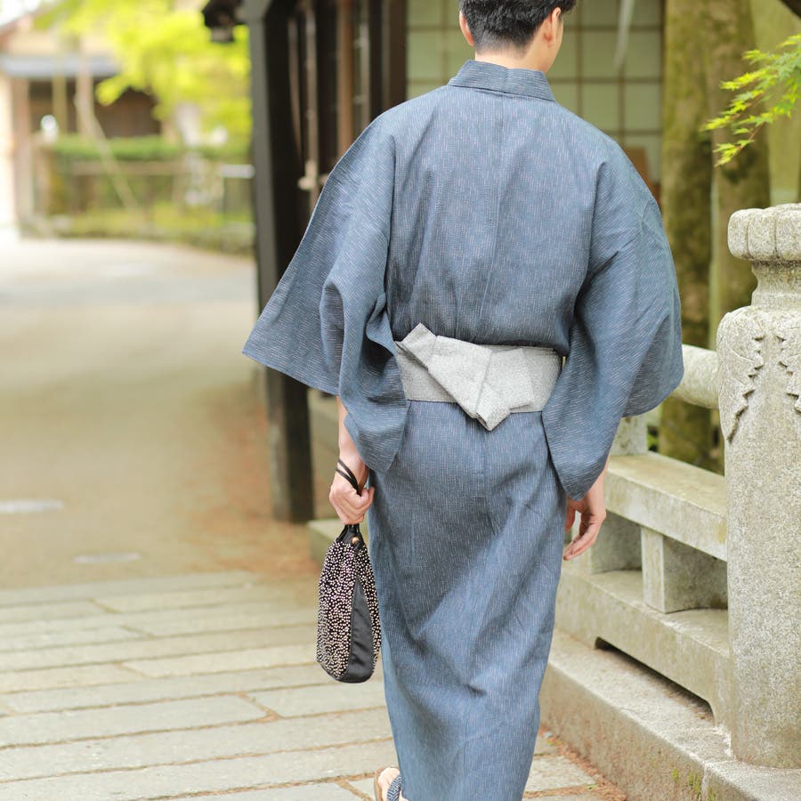 メンズ 男性 浴衣 単品 【Ｍ絣縞藍】[品番：TEIW0000277]｜京の
