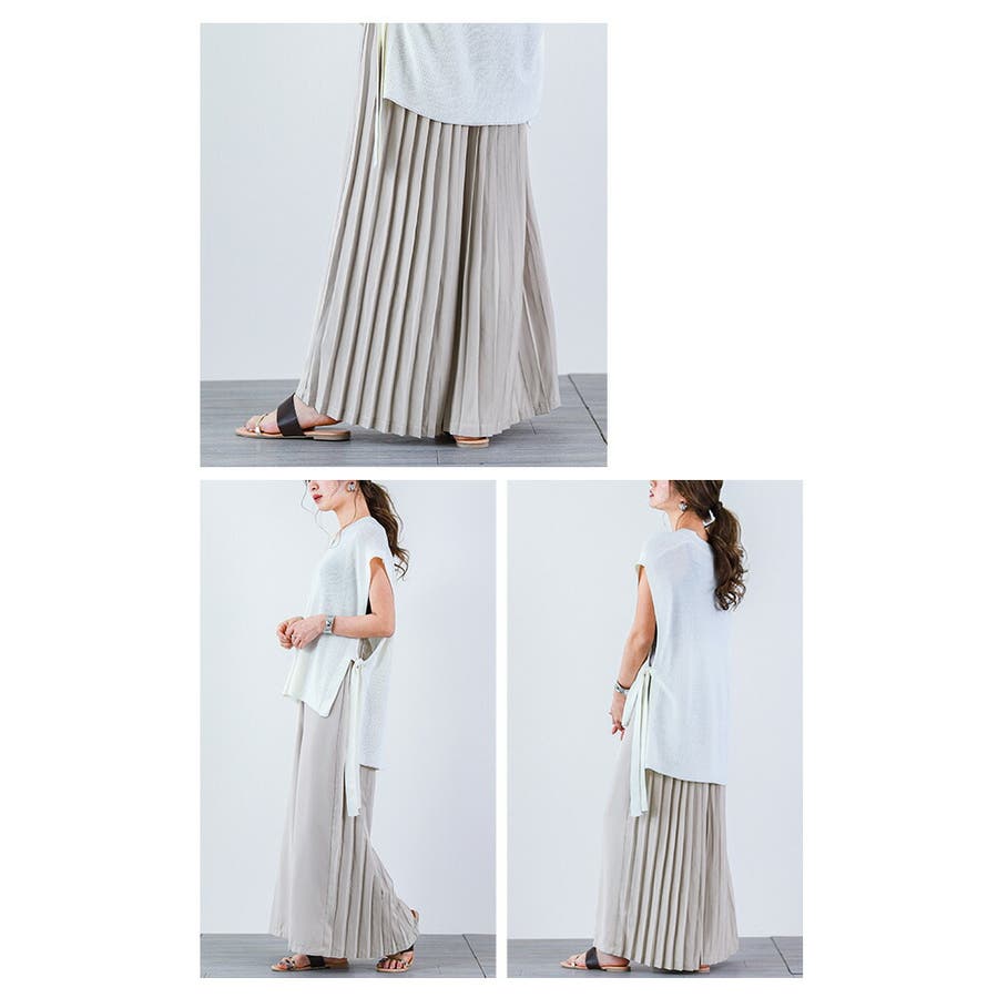 バックプリーツ ワイドパンツ レディース[品番：LGMW0004221