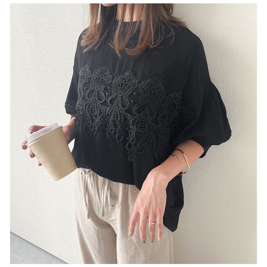 2WAYブラウス 5分袖 レース[品番：LGMW0004656]｜La-gemme