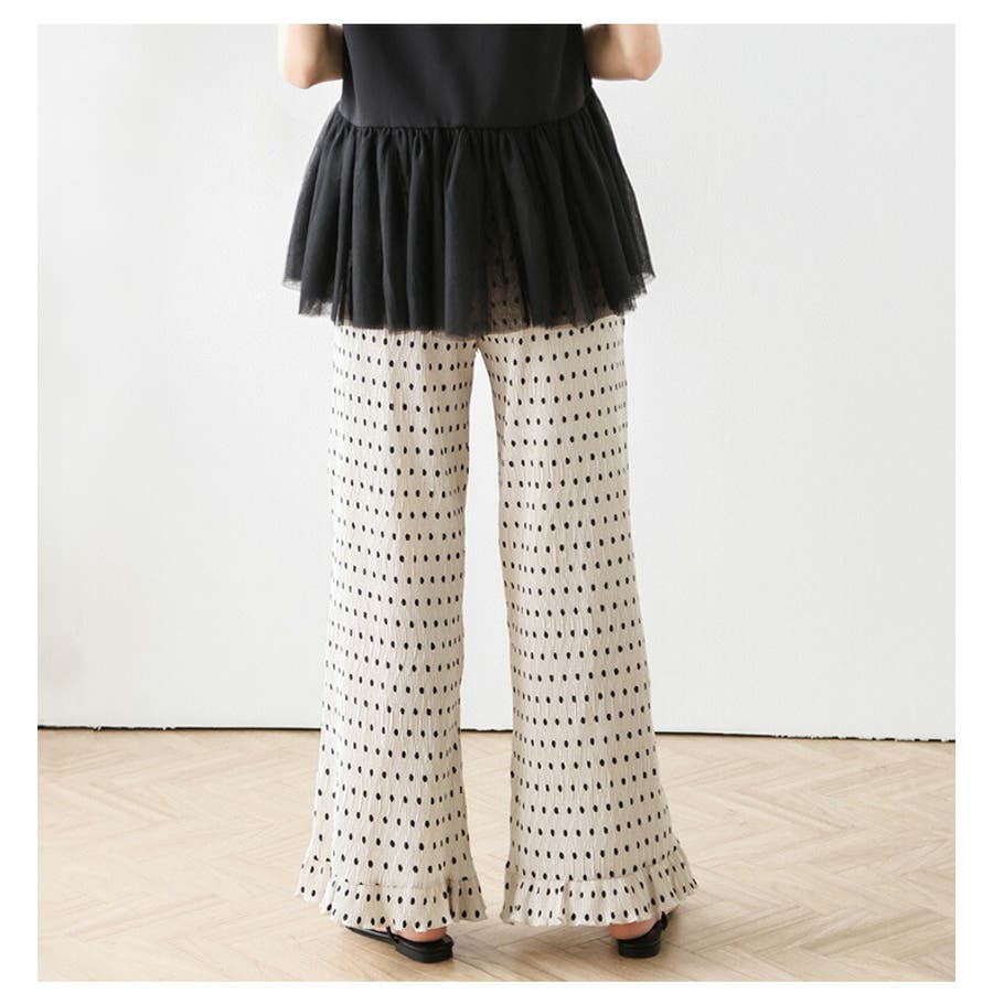 【正規品】 パンツ ドット柄[品番：LGMW0005424]｜La-gemme プリーツパンツ パンツ