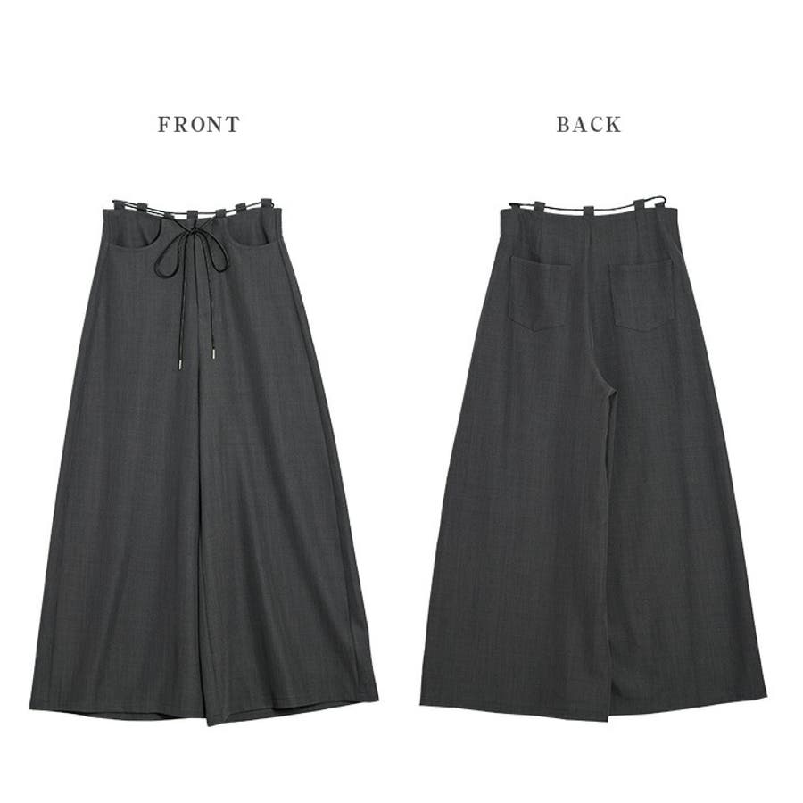 ワイドパンツ ウエストリボン ベルト付き[品番：LGMW0005600