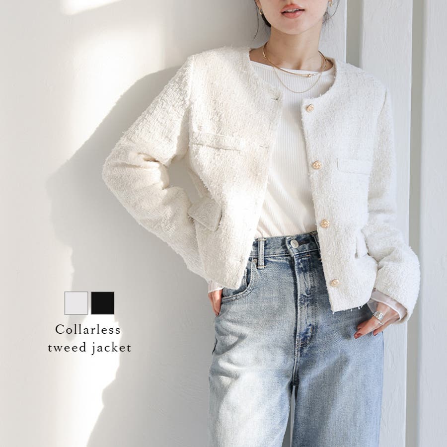 ジャケット ノーカラー ショート丈[品番：LGMW0005716]｜La-gemme