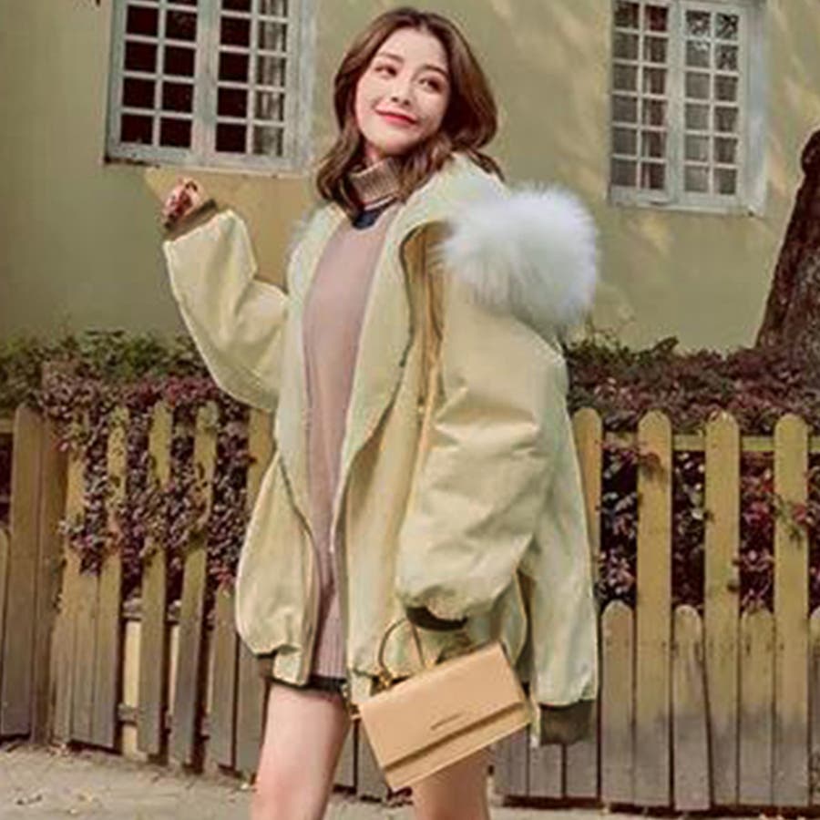 韓国ファッション レディースファッション通販フード付きロング