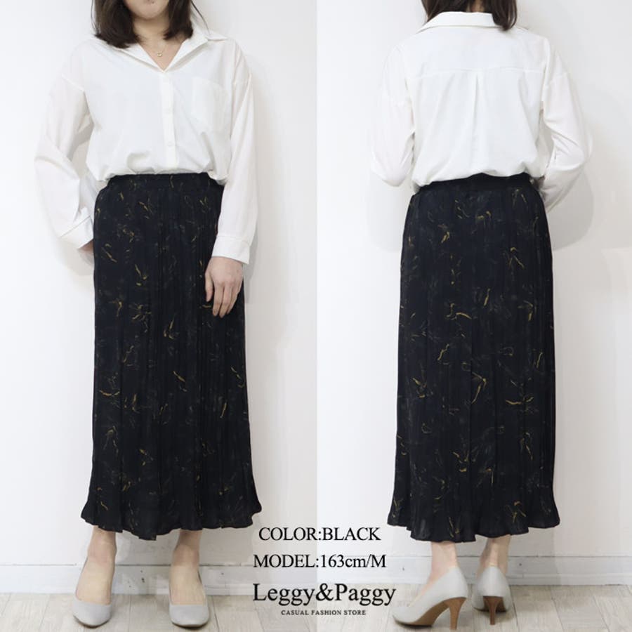 花柄シフォンプリーツスカート プリーツスカート ロングスカート