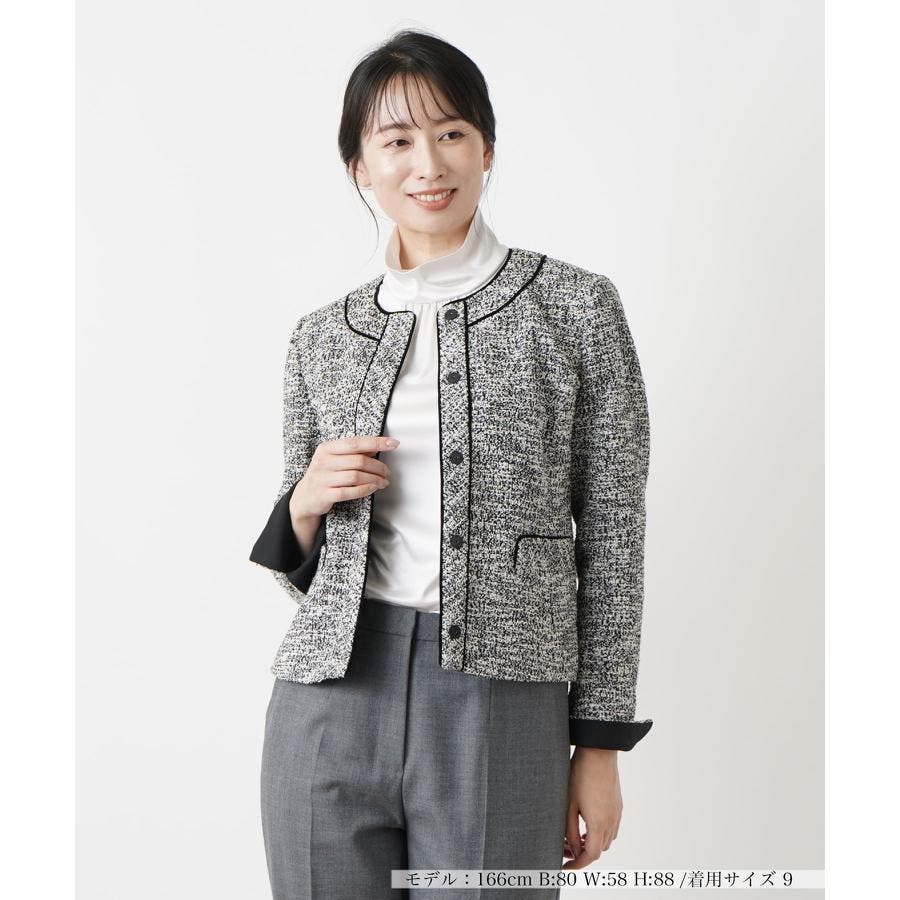 美品 定価18万 レリアン フランス製 ラメツイード ノーカラー ジャケット