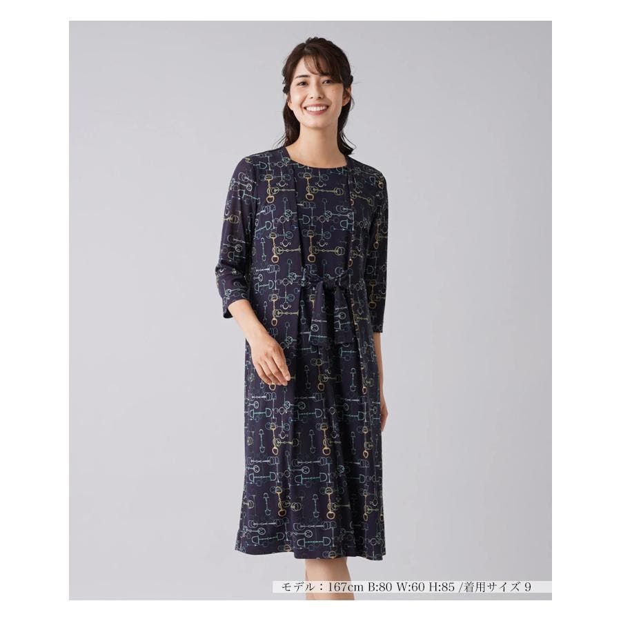 ビットプリント7分袖ワンピース[品番：LAVW0001487]｜Leilian 