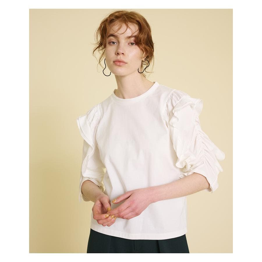 ギャザーフリルスリーブカットソー[品番：LAVW0004321]｜LANVIN