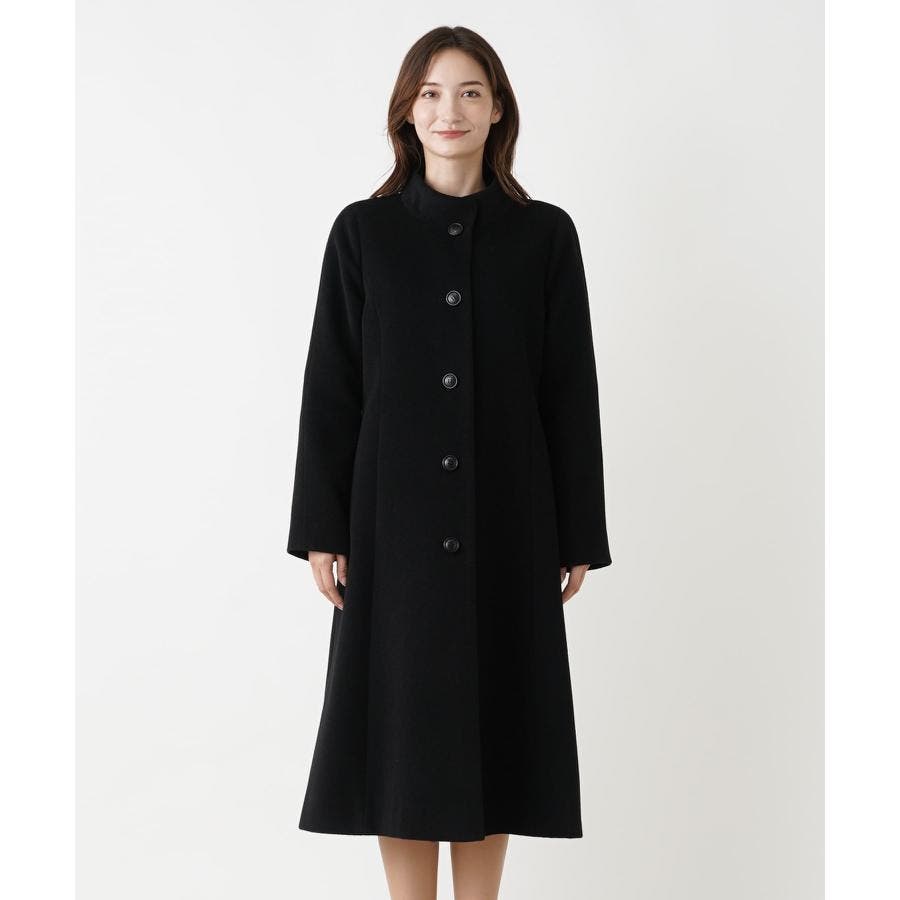 co14 Leilian コート 黒 レディース3Lサイズ相当 レリアン Leilian レディースコート カシミヤハイネックコート[品番