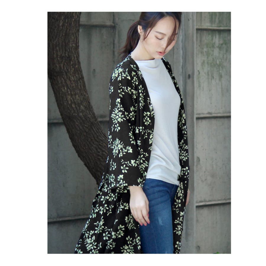 花柄シフォンガウンワンピース＆ロングガウンコートで羽織にも
