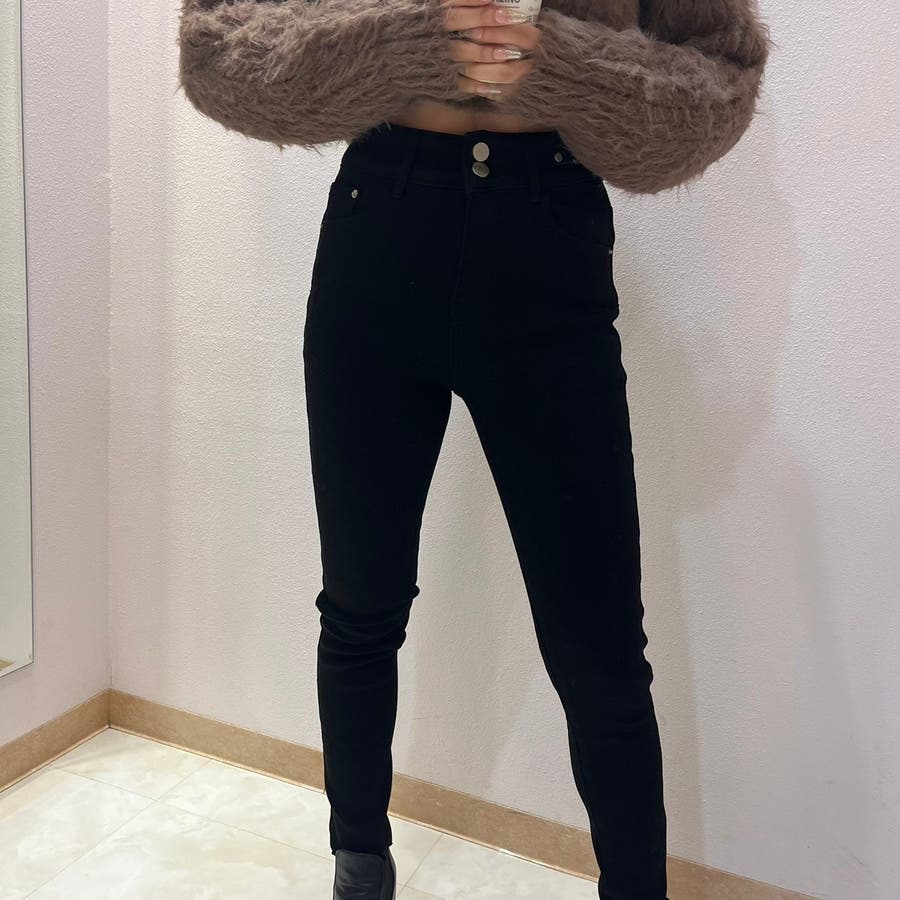 【お気にいる】 裏起毛デニムカットオフスキニーパンツ[品番：LPSW0010008 スノーボード