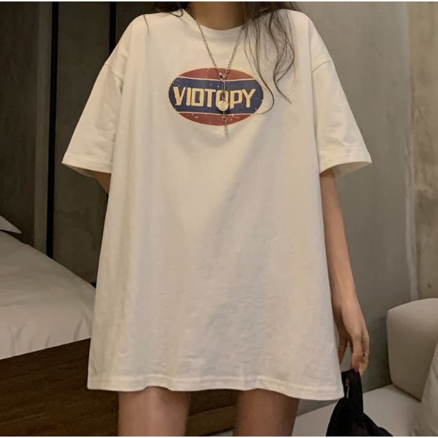 アメカジビックシルエット古着風プリントTシャツ 韓国系 ティ