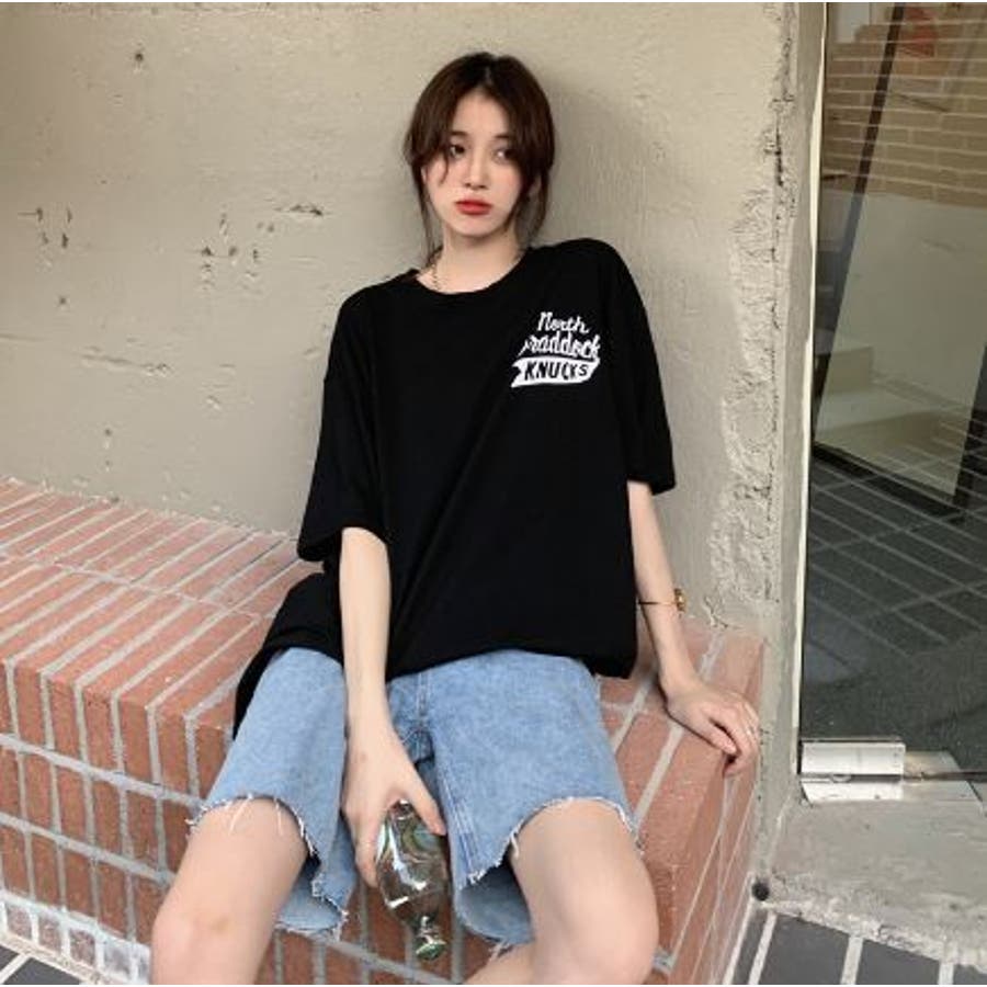 バックプリントＴシャツ/ビッグシルエットＴ/韓国ファッション[品番