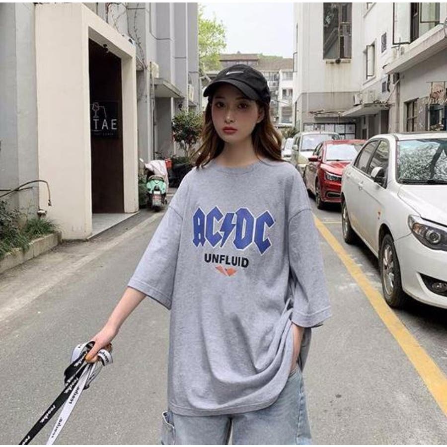 GREY】ロックなプリントTシャツ フェスＴ 韓国系[品番：LPSW0009206