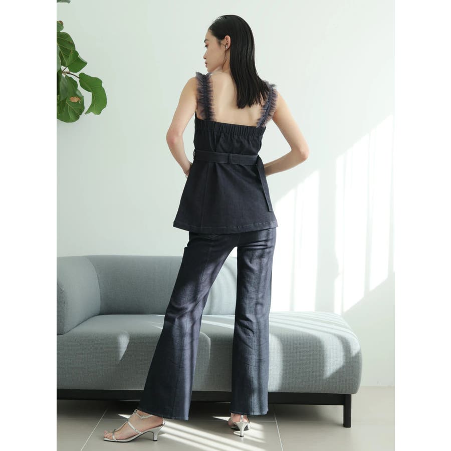 デニムベアビスチェ×フレアパンツ セット[品番：LINW0002391