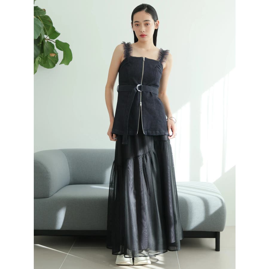 デニムベアビスチェ×フレアパンツ セット[品番：LINW0002391