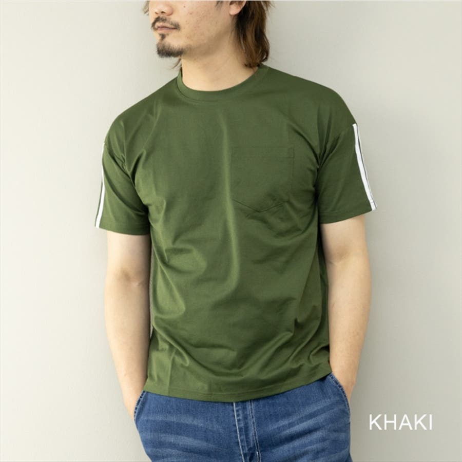 【カーキ】Tシャツ メンズ 半袖[品番：LWSM0010115]｜ローコスの