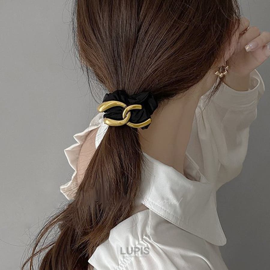 アンティーク調メタルチェーンシュシュ【ヘアアクセサリー