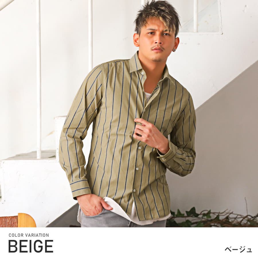 長袖シャツ メンズ ストライプ[品番：LU000010581]｜LUXSTYLE