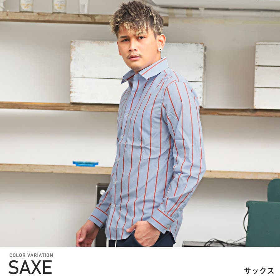 長袖シャツ メンズ ストライプ[品番：LU000010581]｜LUXSTYLE