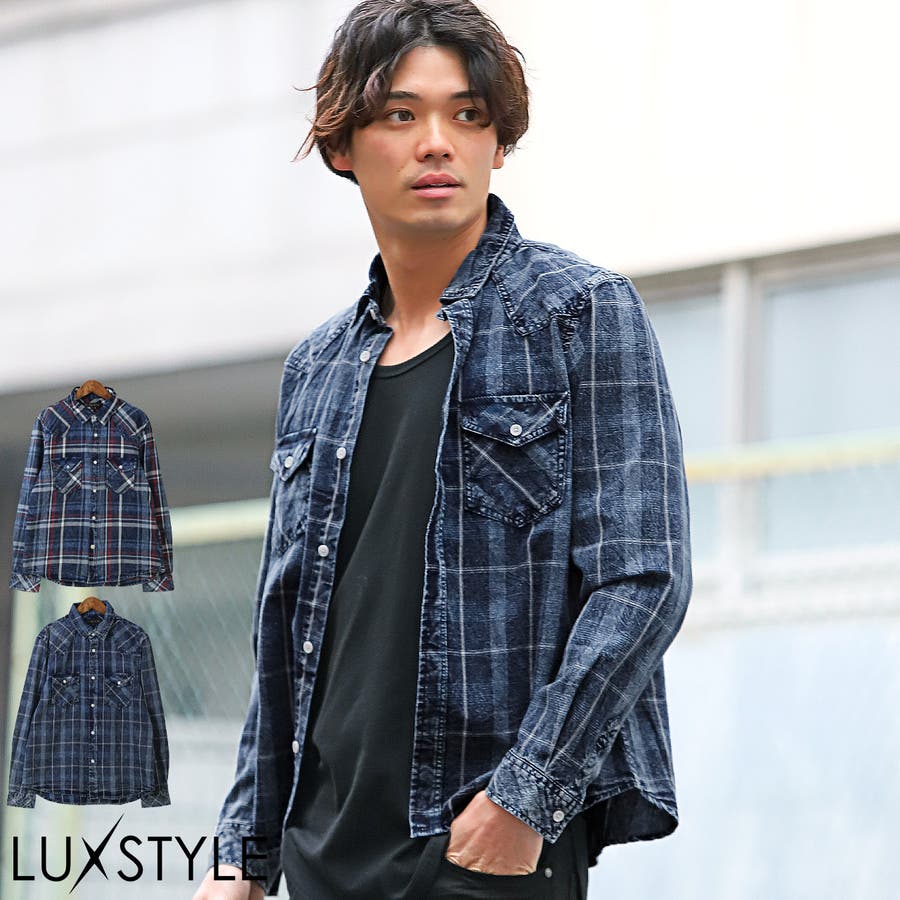 初売り 長袖シャツ メンズ チェック柄[品番：LU000013067]｜LUXSTYLE Mサイズ