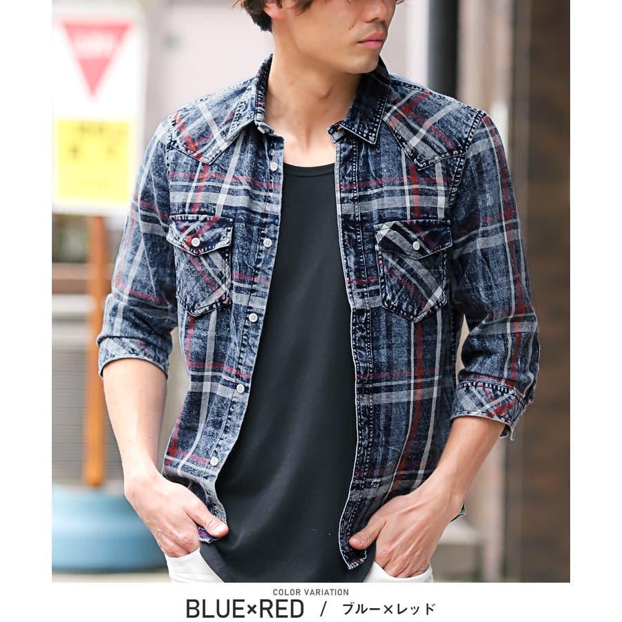 7分袖シャツ メンズ チェック柄[品番：LU000013066]｜LUXSTYLE（ラグ