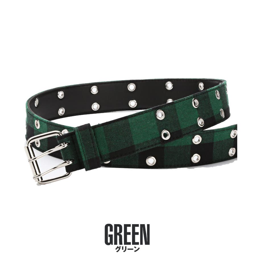 「完全完売品」Afb 緑 チェックベルト円堂守着用 ベルト メンズ【ブロックチェックデザインダブルピンベルト】チェック