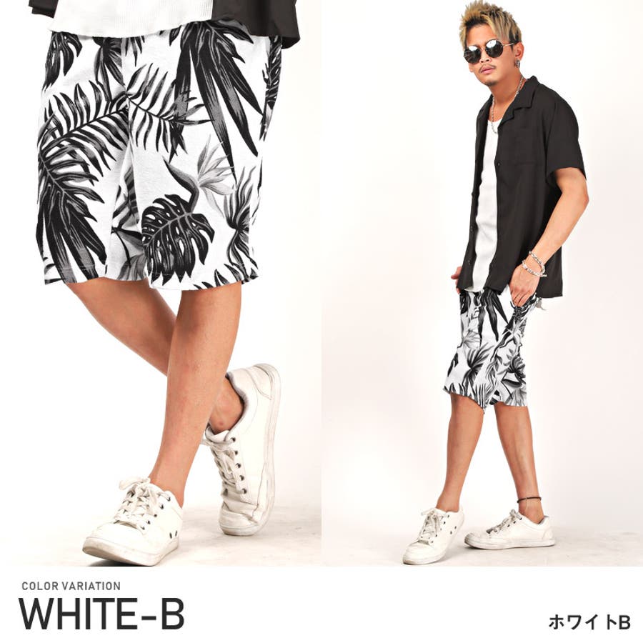 【近年モデル】クーティープロダクションズ♤ボタニカル総柄ショートパンツ　ロゴタブ ショートパンツ メンズ ボタニカル柄[品番：LU000009717