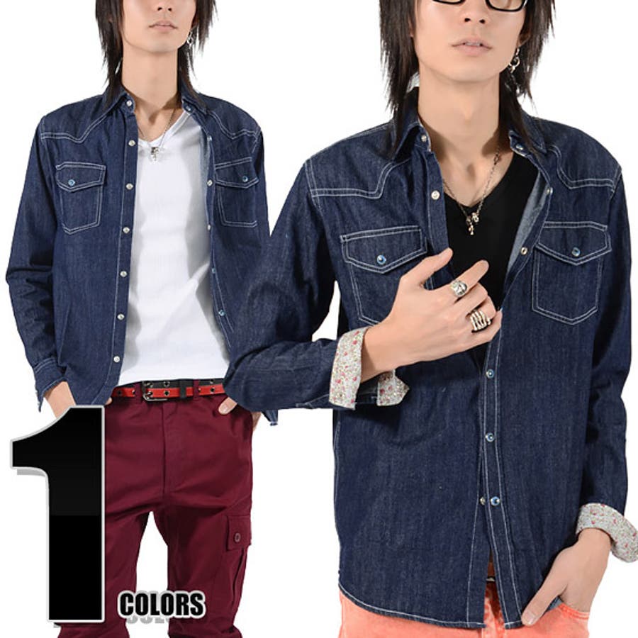 メンズ　デニム　カッターシャツ 楽天市場】日本製 デニムシャツ メンズ 長袖 スリム デニム
