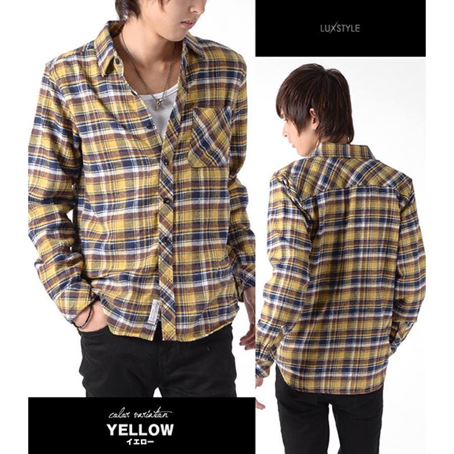 最前線の チェックシャツ メンズ[品番：LU000003217 メンズお兄系シャツ トップス
