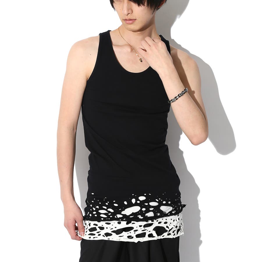 V系 メンズ タンクトップ メンズ モード系 Tシャツ メンズ V系 タンク