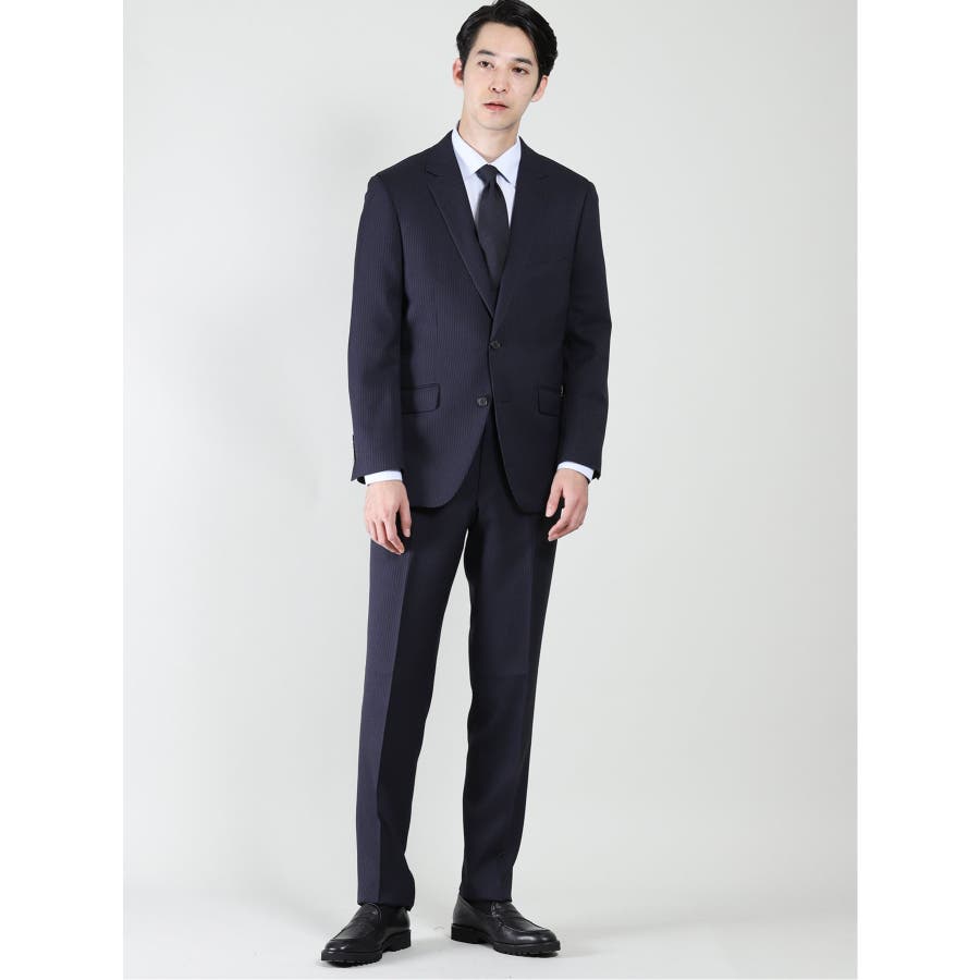 クレンゼ ストレッチウォッシャブル 2ボタン2パンツスーツ ストライプ