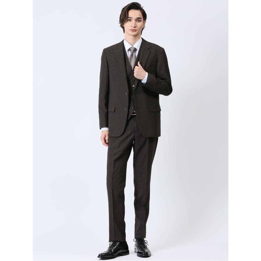 Woolen Tec On スリムフィット 2ボタン3ピーススーツ 組織茶[品番：TKQJ0023869]｜TAKA-Q  MEN（タカキュー）のメンズファッション通販｜SHOPLIST（ショップリスト）