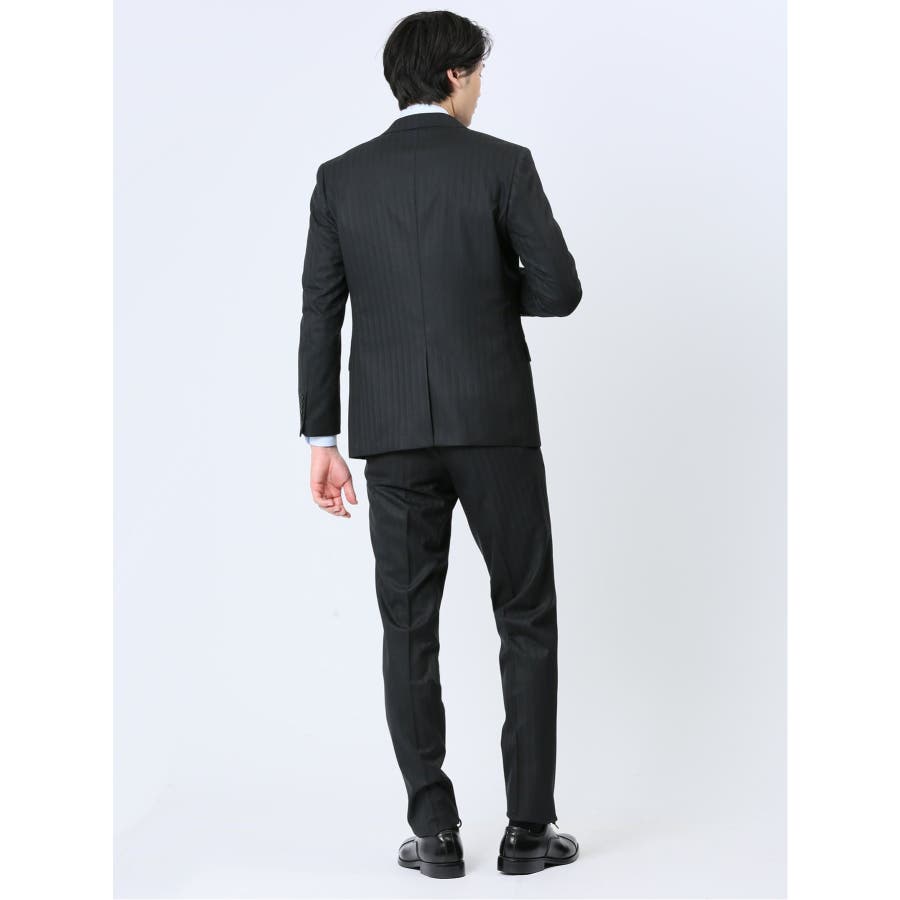 光沢ウール混 スリムフィット 2ボタン3ピーススーツ シャドーストライプ黒[品番：TKQJ0021535]｜TAKA-Q  MEN（タカキュー）のメンズファッション通販｜SHOPLIST（ショップリスト）