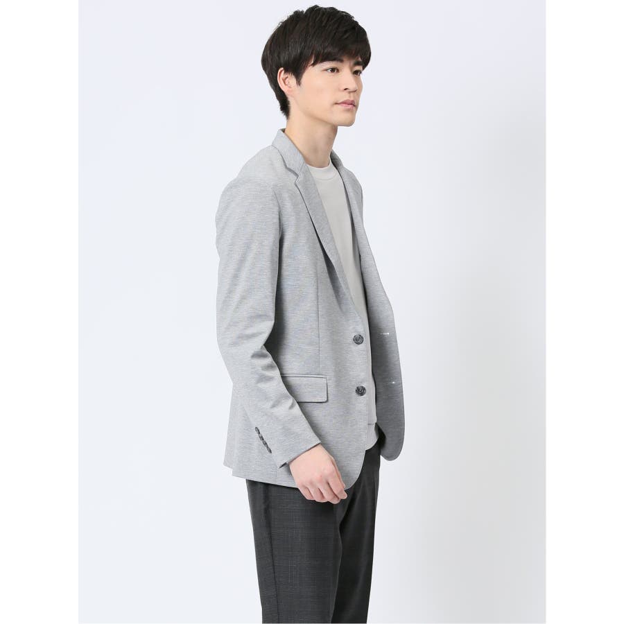 ストレッチポンチ スリムフィット 2ボタンジャケット メランジライト
