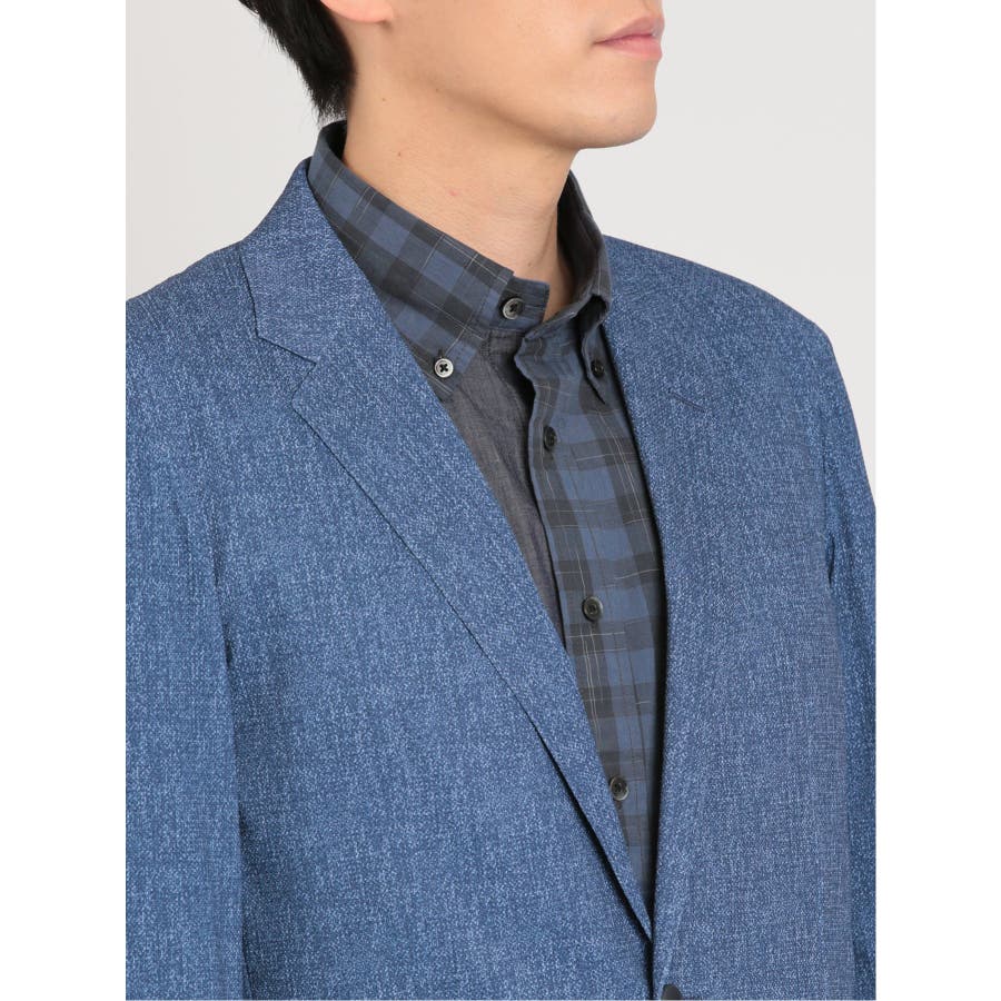 70青】TechDenim スリムフィット 2ボタンジャケット 青(セットアップ