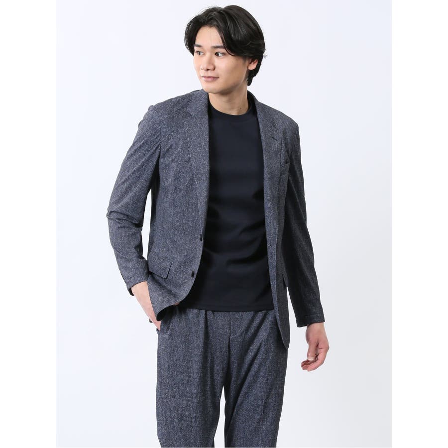 TechDenim スリムフィット 2ボタンジャケット 紺（セットアップ