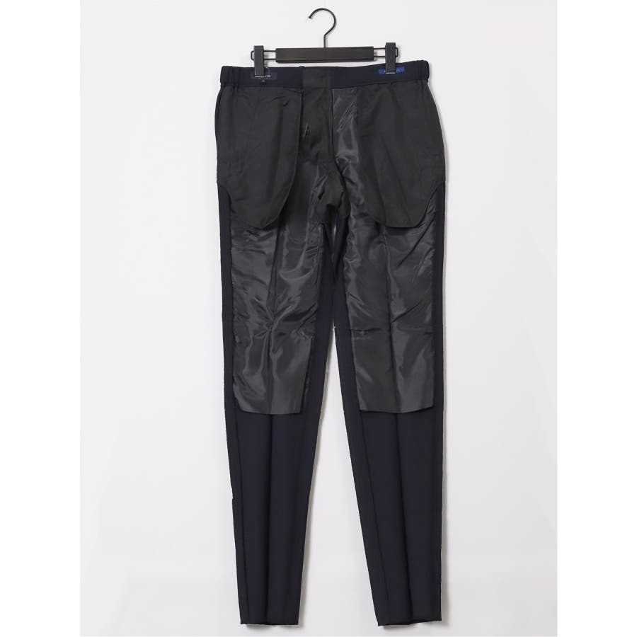 軽量メッシュ スリムフィット ノータックパンツ 紺(セットアップ