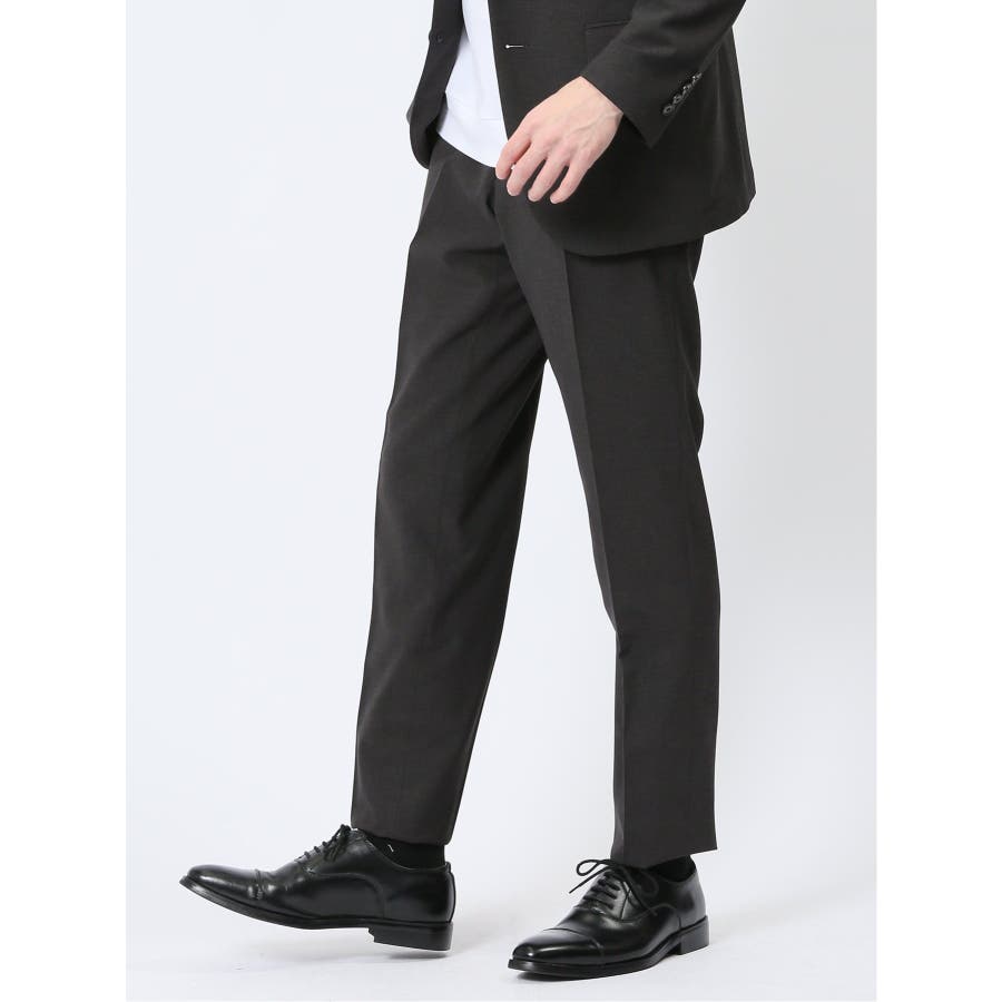 軽量 スリムフィット ノータックパンツ 千鳥黒[品番