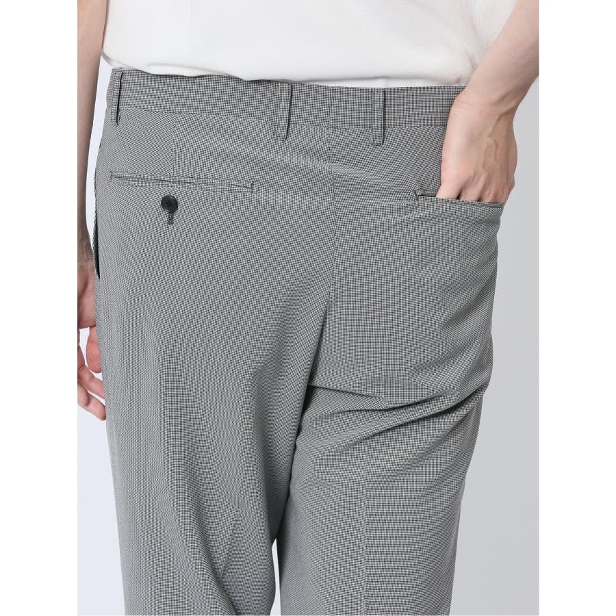 軽量メッシュ スリムフィット ノータックパンツ 千鳥