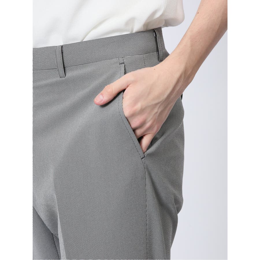 軽量メッシュ スリムフィット ノータックパンツ 千鳥