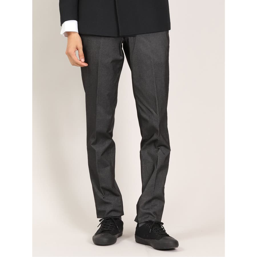 ストレッチ裏起毛 スリムフィット ノータックスラックス デニム黒[品番