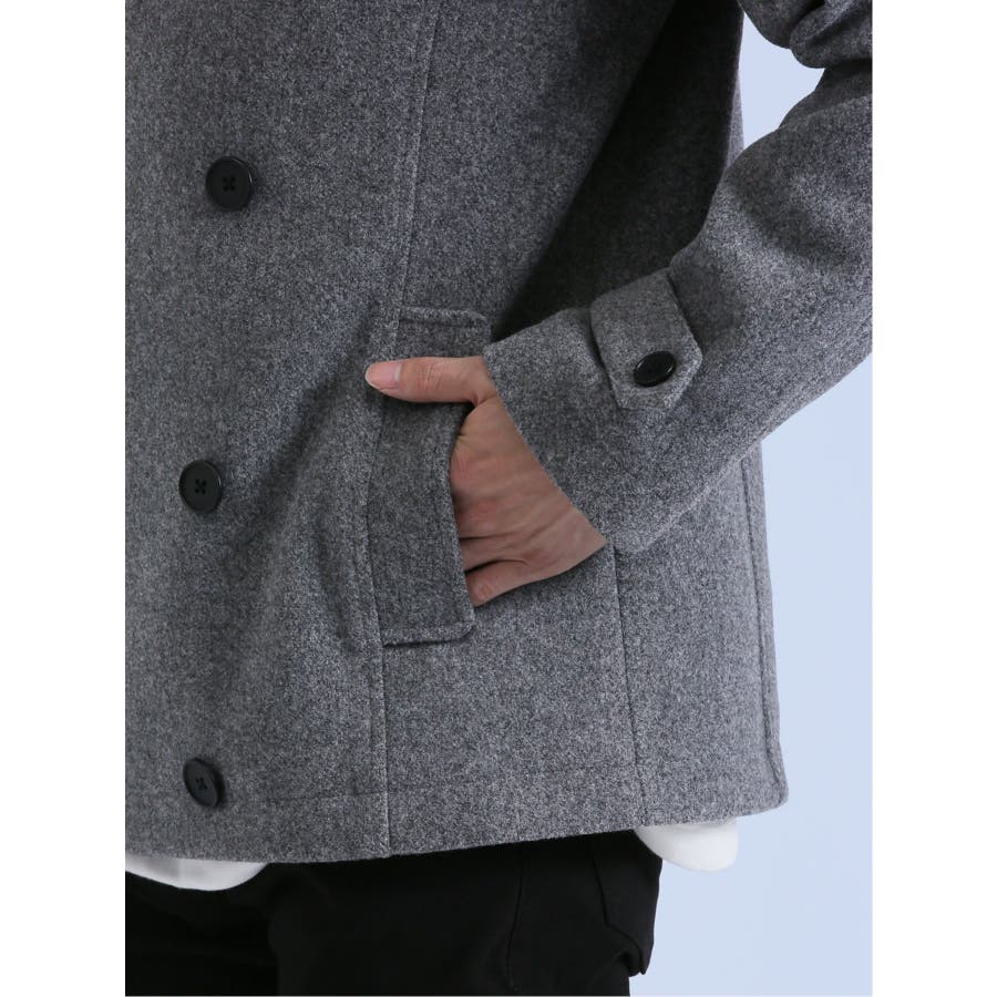 ウールライク フード着脱ピーコート[品番：TKQJ0020420]｜TAKA-Q MEN